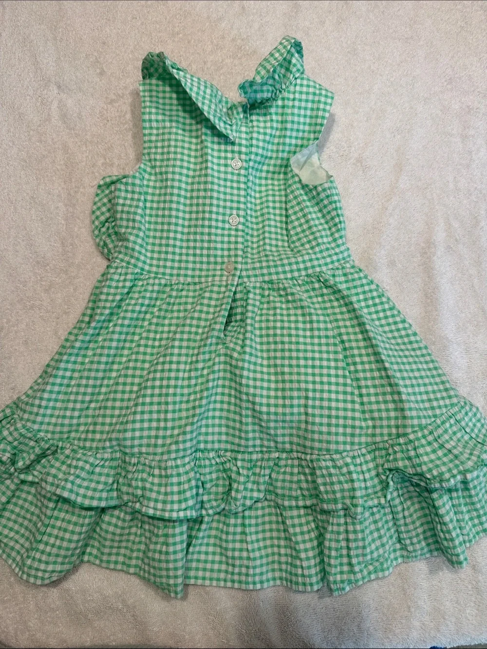 Janie and Jack Girls Green Gingham Ruffle Dress